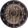Moneda de 2 euros conmemorativa del 30 aniversario de la bandera europea emitida por Chipre