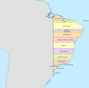 1534Brasil según el Tratado de Tordesillas.