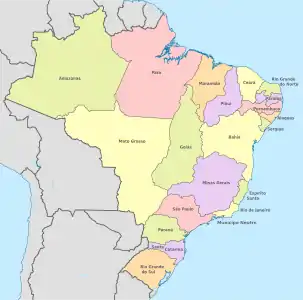 Provincias del Imperio del Brasil en 1889.
