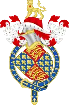 Cap of maintenance sobre el escudo de Eduardo III de Inglaterra (siglo XIV).