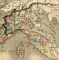 Las subdivisiones de Italia en departamentos durante la ocupación napoleónica
