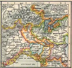 Italia septentrional en el 1796, antes de la invasión francesa