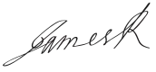 Firma de Jacobo II de Inglaterra y VII de Escocia