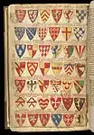 Ejemplo de armorial del rey Enrique III y sus principales nobles, en el Libro de las adiciones de Matthew Paris, de 1259.