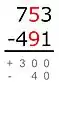 El número menor se resta del mayor:90 − 50 = 40Debido a que el minuendo es menor que el sustraendo, esta diferencia tiene un signo de menos.