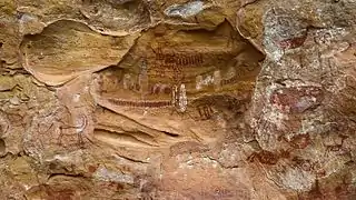 Yacimiento de Pedra Furada (Brasil), con datación de entre 12.000 a 32.000 años de antigüedad.