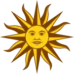 Sol de Mayo en la bandera de Uruguay, est. 1830