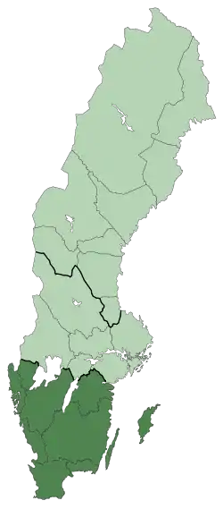 Localización de Götaland en Suecia
