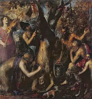 Castigo de MarsiasÓleo sobre lienzo, 212&nbsp;x&nbsp;207&nbsp;cm, Museo Estatal (Kromeriz).