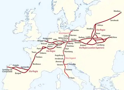 Infraestructura en el Medievo: Via Regia e Via Imperii, de Kiev a Santiago de Compostela