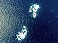 El mar tiene una tonalidad similar al  azul ultramar