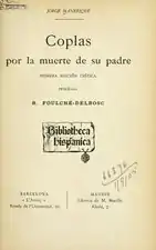 Coplas por la muerte de su padre (1902), por Jorge Manrique Edición crítica por Raymond Foulché-Delbosc  